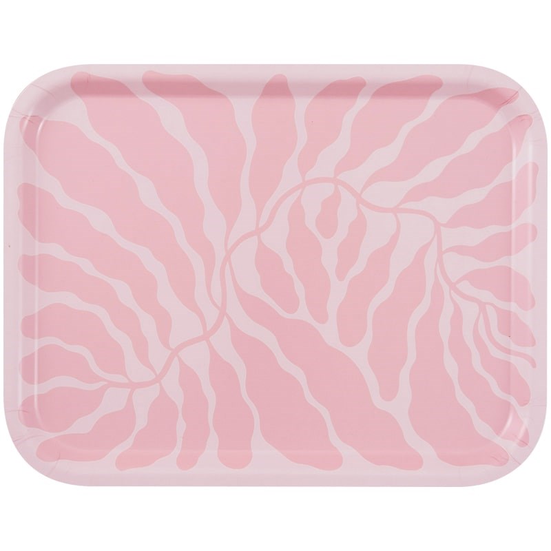 Pink Leaves Rectangle Art Tray