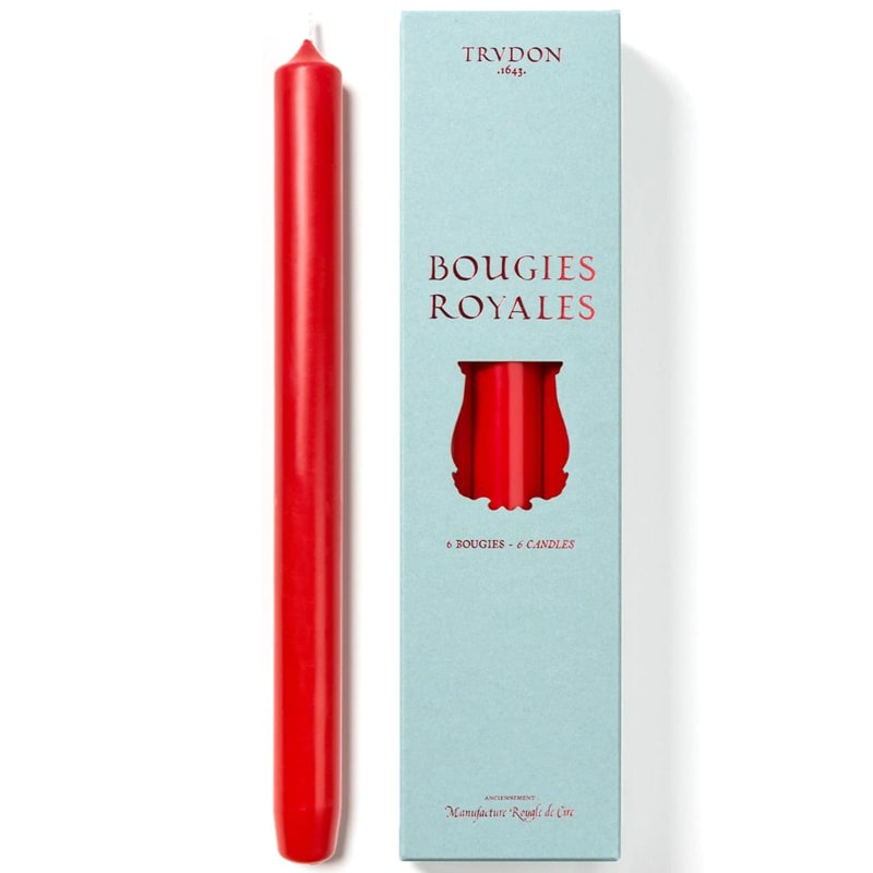 Trudon Royales 11" Taper Candles Set - Bright Red (6 pcs)