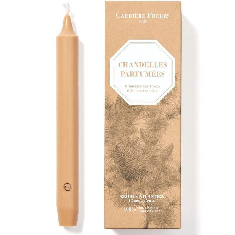 Carriere Freres Cedar 8" Taper Candles - (6 pcs)