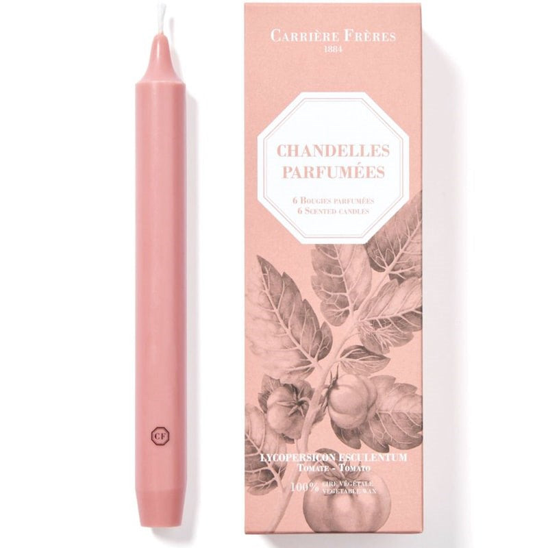 Carriere Freres Tomato 8" Taper Candles (6 pcs