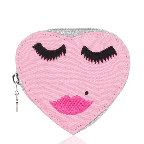 Lovely Lashes Canvas Heart Purse by Emma Lomax London Makeup Bag Emma Lomax Pink