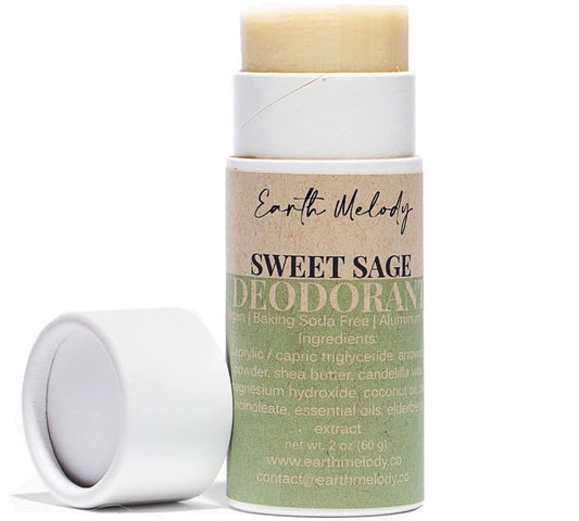 Natural Deodorant Baking Soda Aluminum Free - 24 Hour Odor Protection Plastic-free package, Sweet Sage Scented - Packaging May Varies