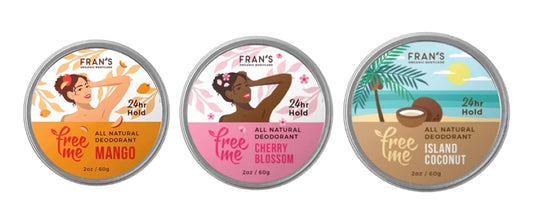 Fran's Organic Bodycare Spring into Summer Collection FreeMe Deodorant 3-Pack (Mango, Cherry Blossom, and Island Coconut)
