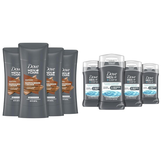 DOVE MEN + CARE Antiperspirant Deodorant Natural Inspired Sandalwood & Deodorant Stick for Men Clean Comfort 4 Count Aluminum Free 72-Hour Odor Protection Mens Deodorant