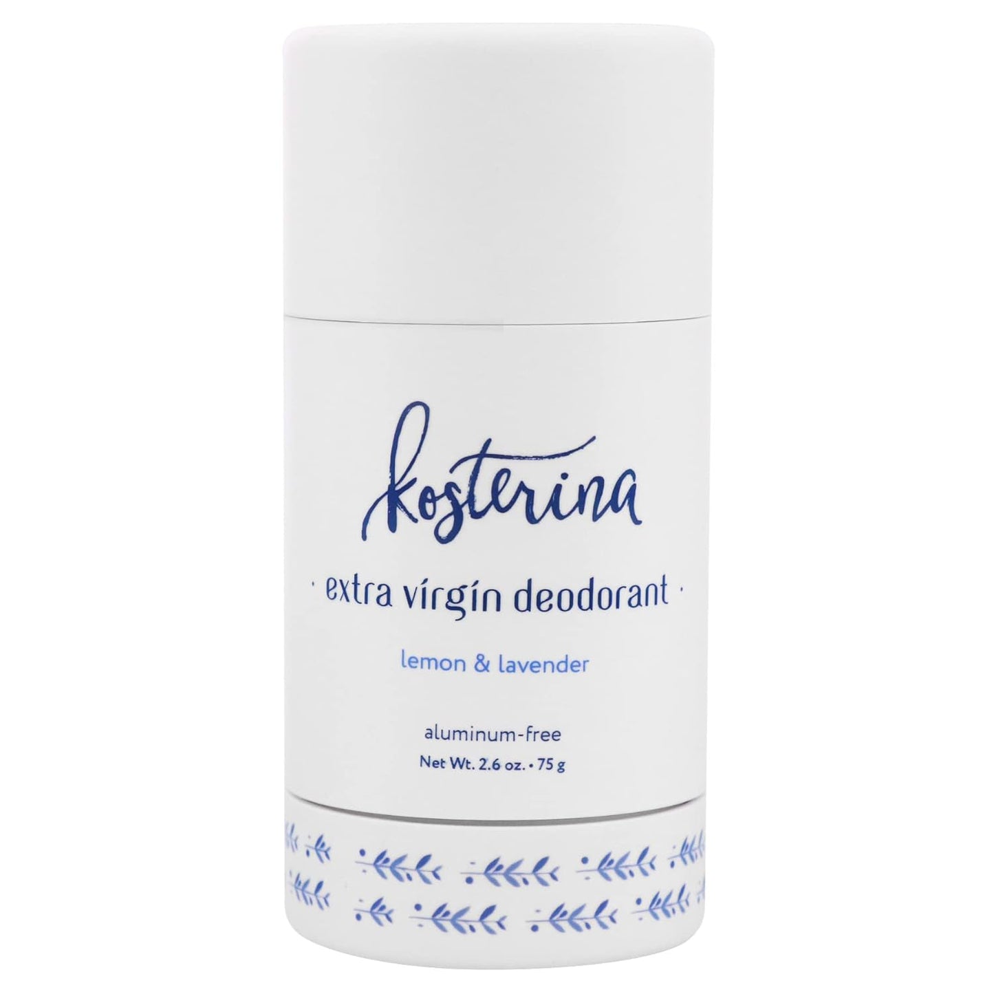 Kosterina - Extra Virgin Deodorant, Aluminum-Free, Made with Organic Coconut Oil and 100% Early-Harvested EVOO, Helps Protect Against Odor, Easy-Glide Texture, Hydrating Formula (2.6 oz)