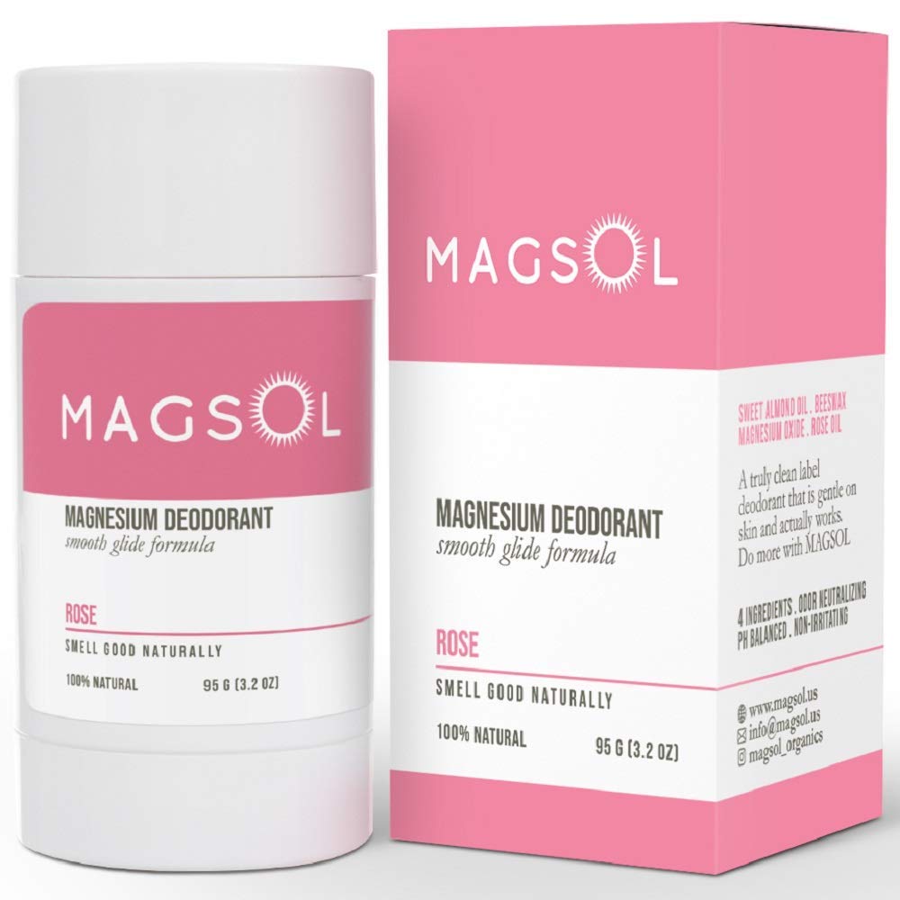 MAGSOL Organics Natural Deodorant for Women - Aluminum Free Deodorant for Women, Rose, 3.2 oz