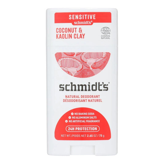 SCHMIDTS DEODORANT Coconut & Kaolin Clay Sensitive Deodorant, 2.65 OZ