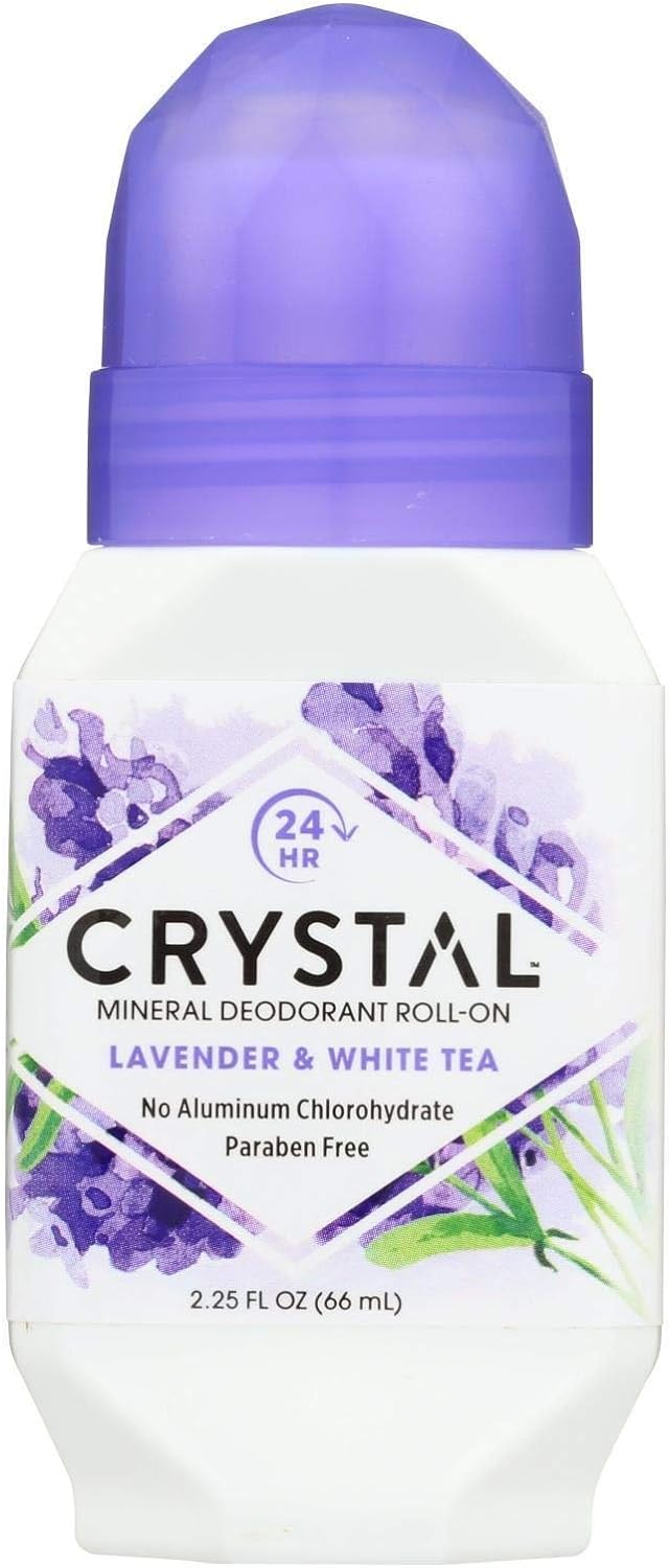 Crystal Mineral Deodorant Roll-On, Lavender & White Tea 2.25 oz (Pack of 2)