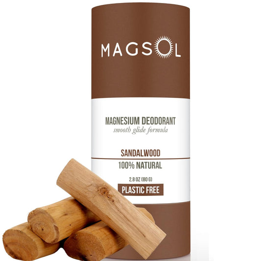 MAGSOL Plastic-Free Natural Deodorant for Women - 100% Aluminum Free, Baking Soda Free, Plastic Free - 2.8 oz (Sandalwood)