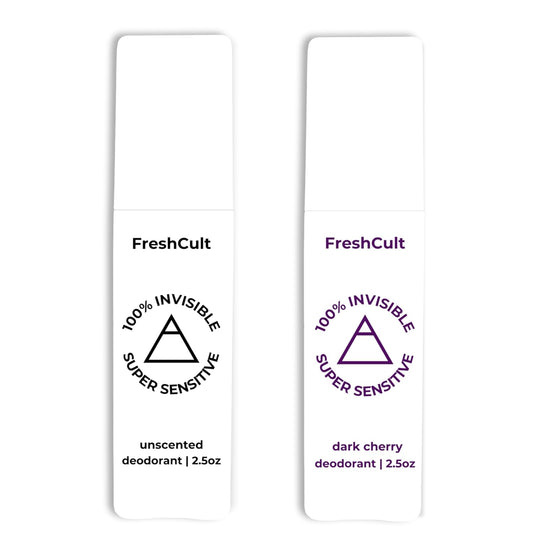 Unscented and Dark Cherry Set - Aluminum Free Zero Stain Deodorant Spray, Gentle to Sensitive Skin, Baking Soda Free, Ethyl Alcohol Free, for Women and Men