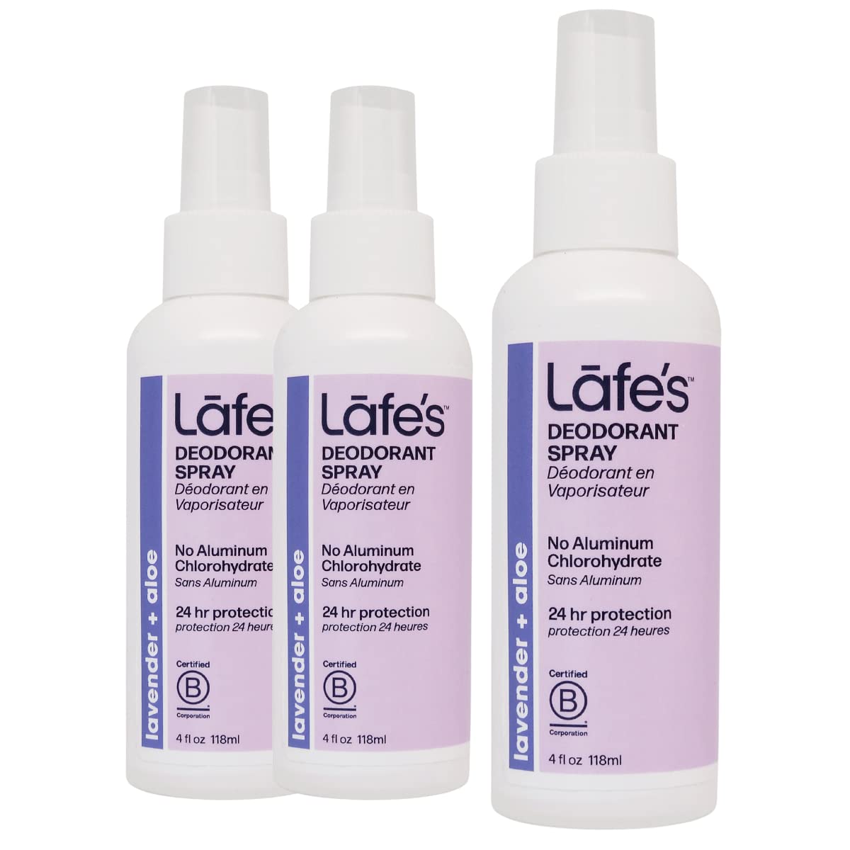 Lafe's Natural Deodorant | 4oz Aluminum Free Natural Deodorant Spray | Lavender & Aloe | 3 Pack