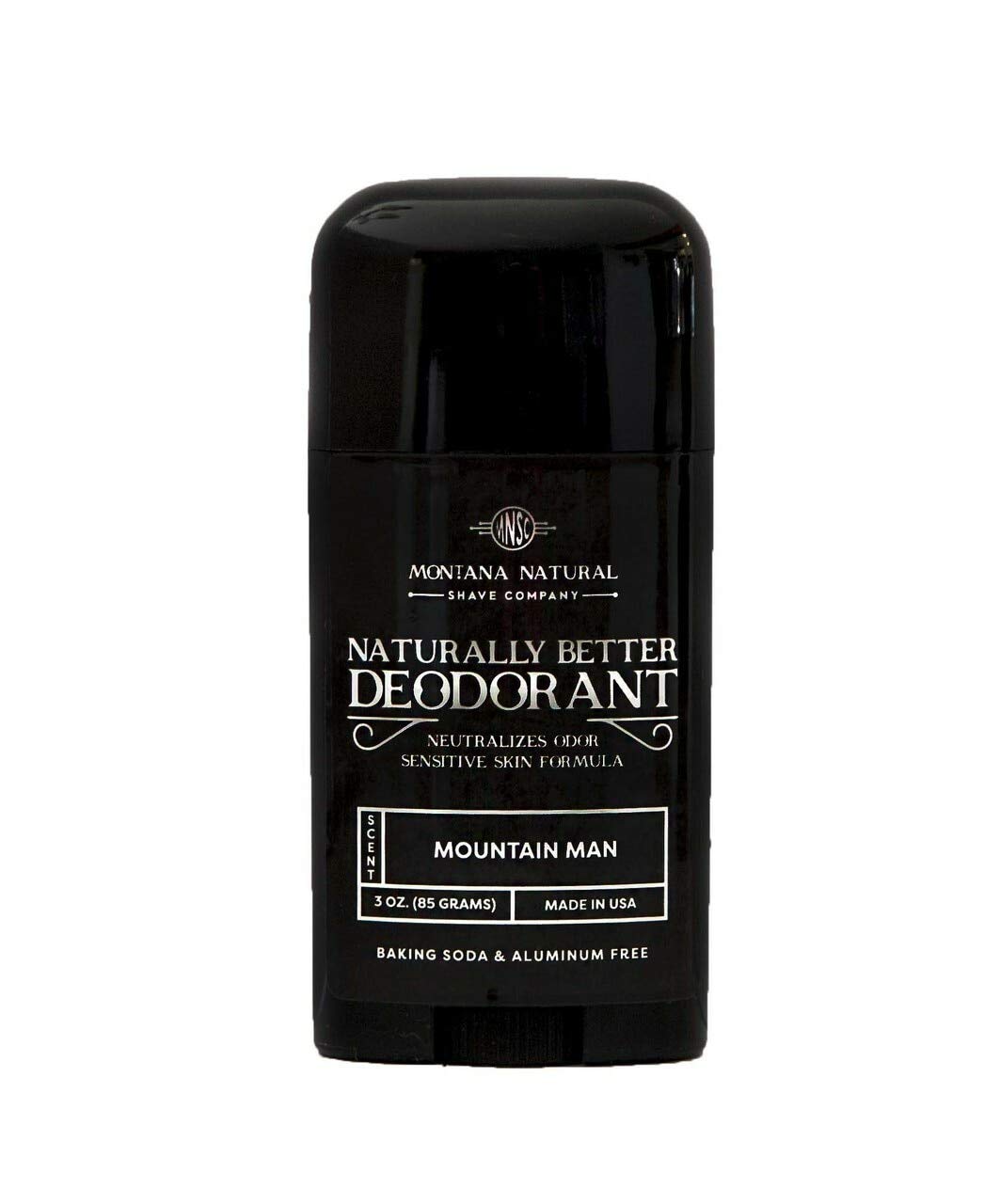 MNSC Mountain Man Deodorant - Magnesium & Activated Charcoal, Sensitive Skin Formula - Aluminum-Free, Baking Soda-Free, All-Natural, Plant-Derived - Made in USA