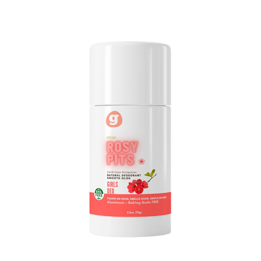 Natural Deodorant for Girls | Aluminum-Free, Gentle Floral Aroma, Non-Toxic 24-Hour Dry Protection (Rosy Pits, Single Item)