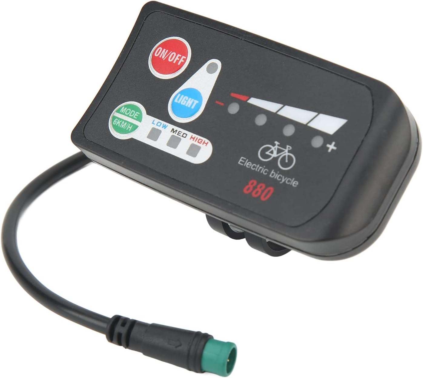 Electric Bicycle Display, ABS Lightweight LED Display Meter with Waterproof Connector for Modification