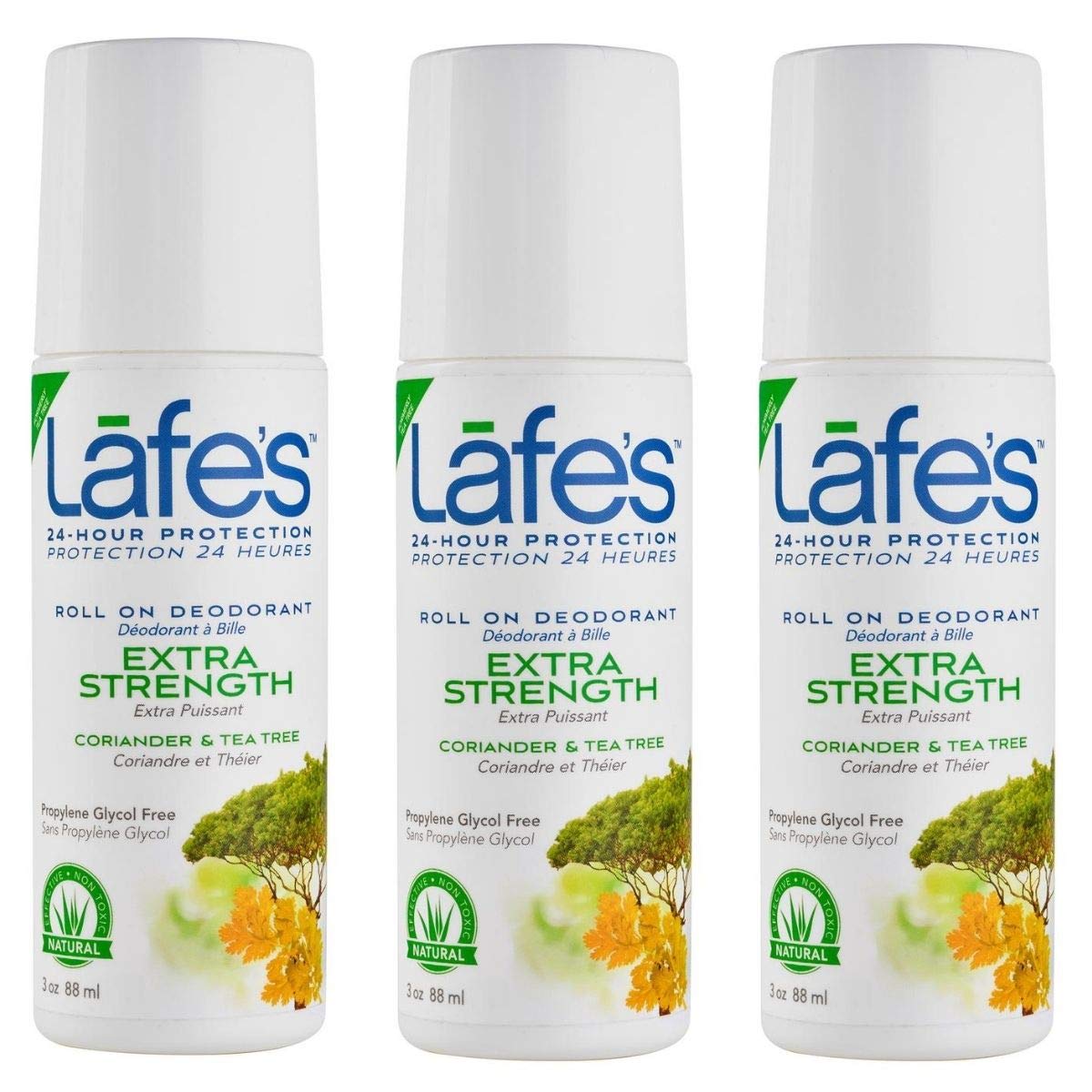 Lafe's Natural Deodorant | 3oz Roll On Aluminum Free Natural Deodorant for Women & Men | Paraben Free & Baking Soda Free with 24-Hour Protection | Extra Strength | 3 Pack