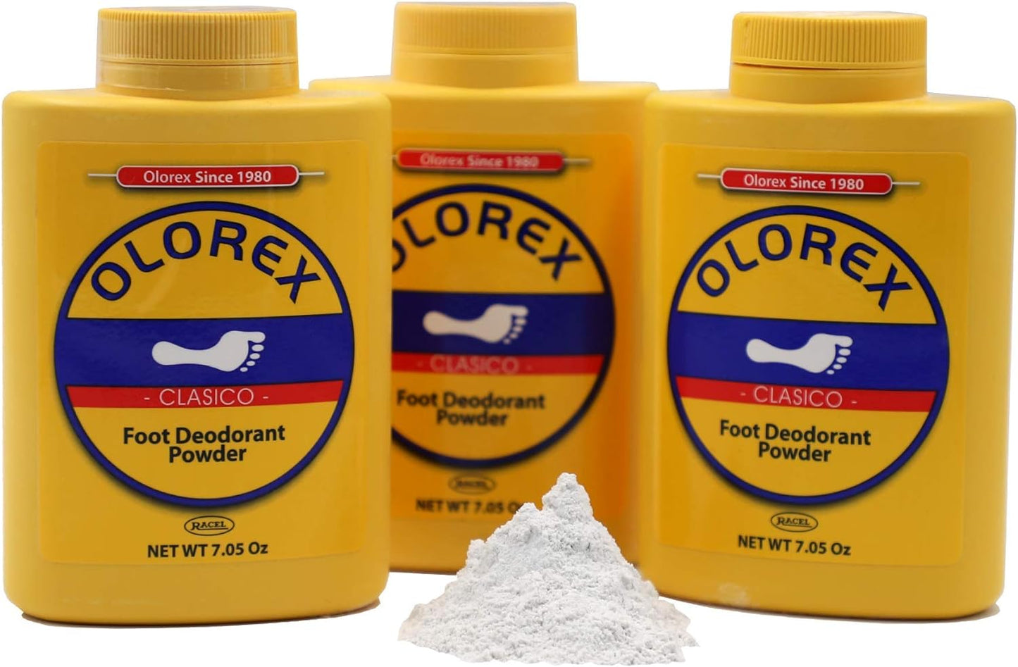 Foot Deodorant Powder, Long-Lasting Effect, 3-Pack of 7.05 Oz Powder Bottles