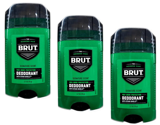 Brut By Faberge For Men. Pack 3 Deodorant Stick With Trimax 2.25 Oz.