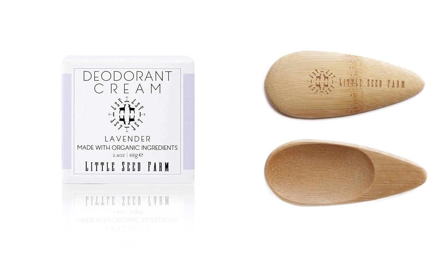 Little Seed Farm All Natural Deodorant Cream, Aluminum Free Deodorant for Women or Men, 2.4 Ounce - Lavender + Applicators Bundle