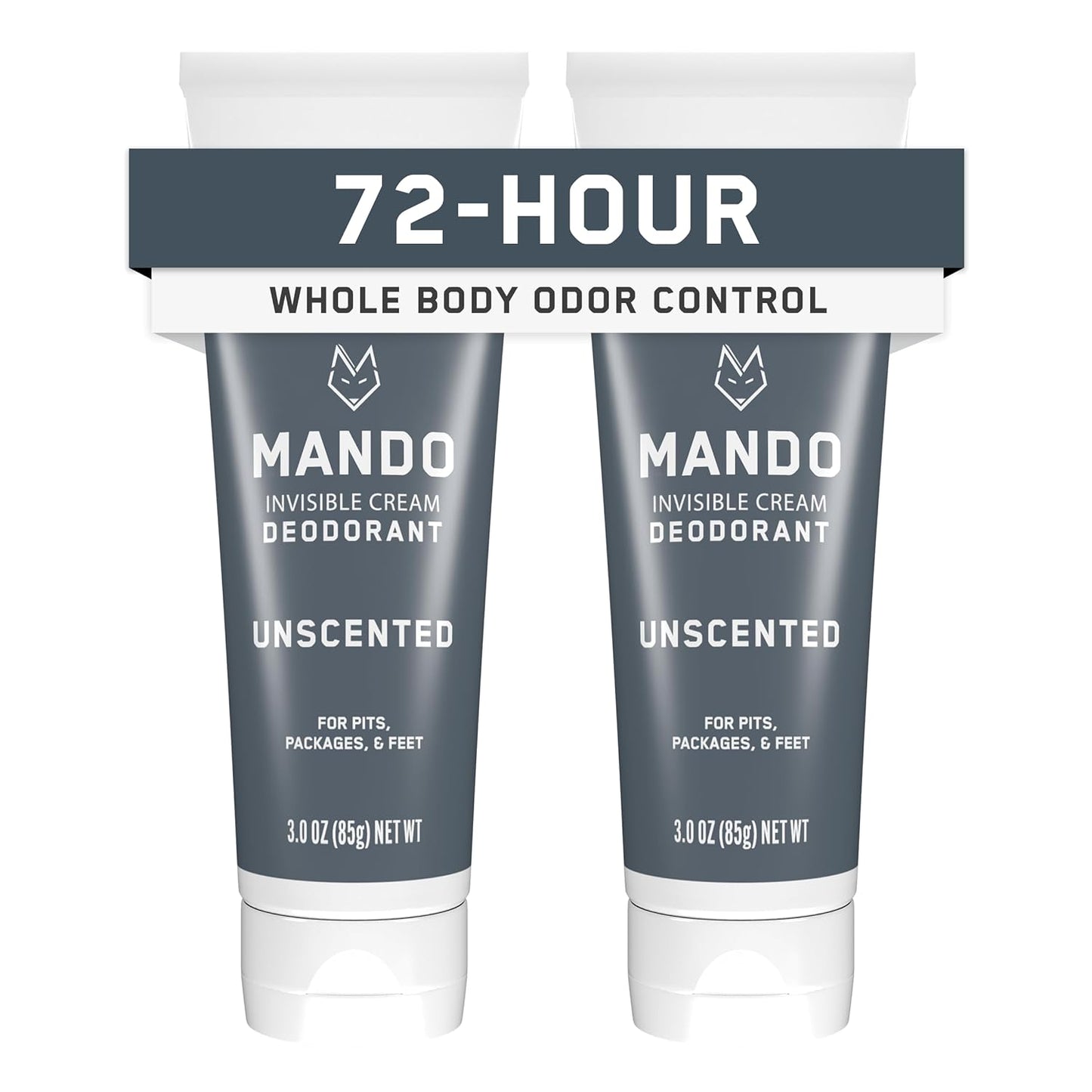 Mando Whole Body Deodorant For Men - Invisible Cream - 72 Hour Odor Control - Aluminum Free, Baking Soda Free, Skin Safe - 3 ounce (Pack of 2) - Unscented