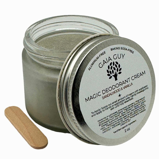 Gaia Guy's Lavender and Vanilla Cream Deodorant - Aluminum Free Natural Deodorant for Women and Men, 2 oz Glass Jar, Plastic-Free, Baking Soda Free, Formulated with Magnesium For Sensitive Skin