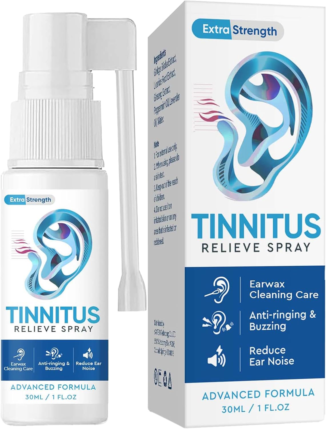Tinnitus Relief for Ringing Ears, Tinnitus Relief Spray, Natural Tinnitus Treatment for Hearing Loss & Ear Wax Removal, Improves Hearing, 30ML