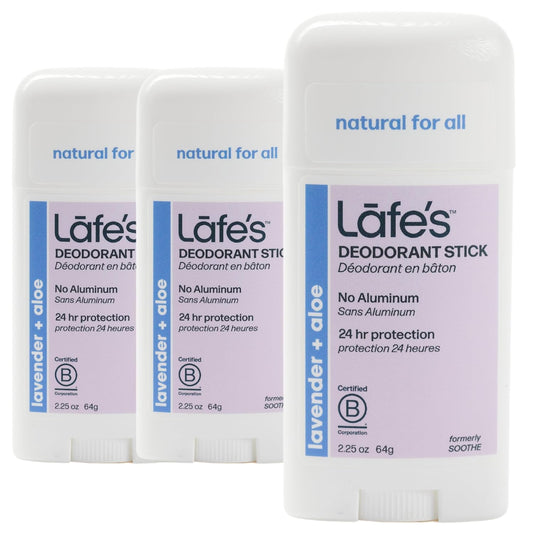 Lafe's Natural Deodorant | 2.25oz Aluminum Free Natural Deodorant Stick for Women & Men | Paraben Free & Baking Soda Free with 24-Hour Protection (Lavender and Aloe, 2.25 Ounce (3-Pack))