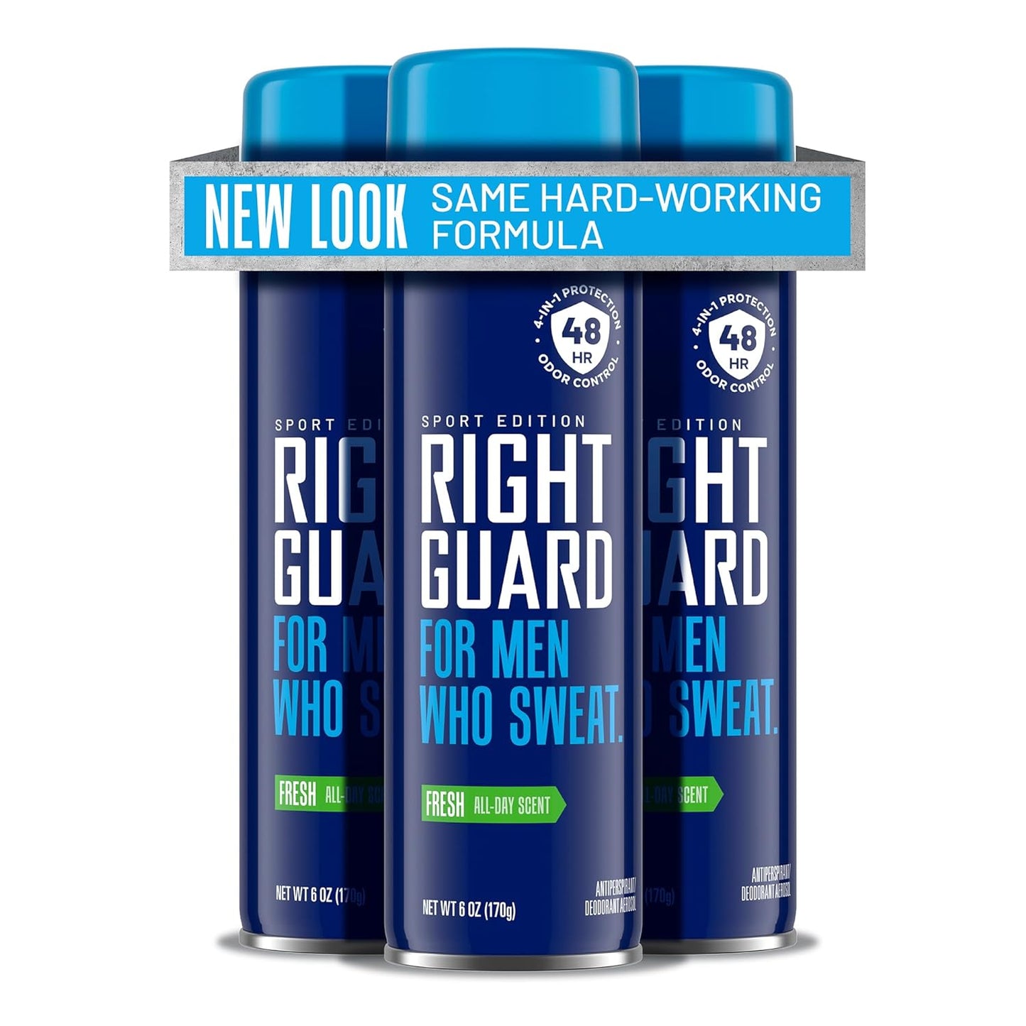 Right Guard Sport Antiperspirant & Deodorant Spray | 4-in-1 Protection Spray Deodorant For Men | Blocks Sweat | 48-Hour Odor Control | Fresh Scent, 6 oz. (3 count)