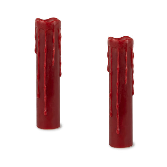Red LED Dripping Wax Designer 8" Candle with Remote, Set of 2