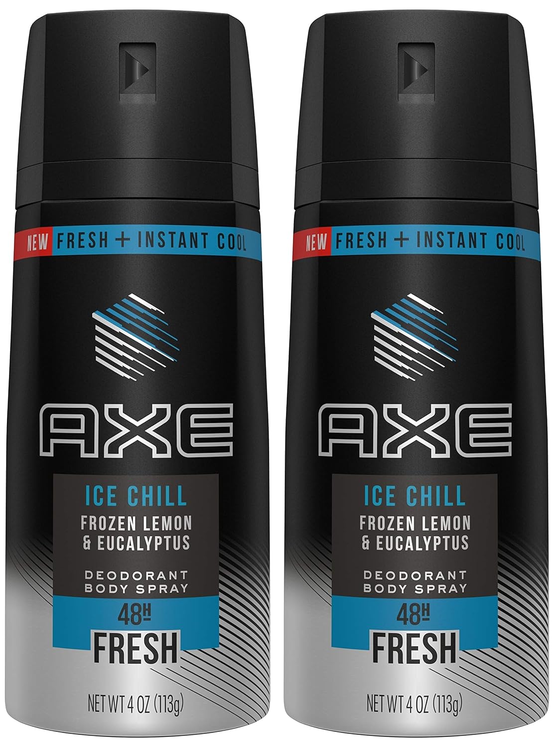 Axe Deodorant Body Spray - Ice Chill - Frozen Lemon & Eucalyptus - Net Wt. 4 OZ (113 g) Per Can - Pack of 2 Cans
