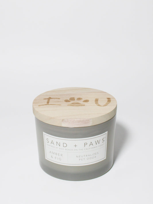 Sand + Paws Amber & Fig 12 oz scented candle