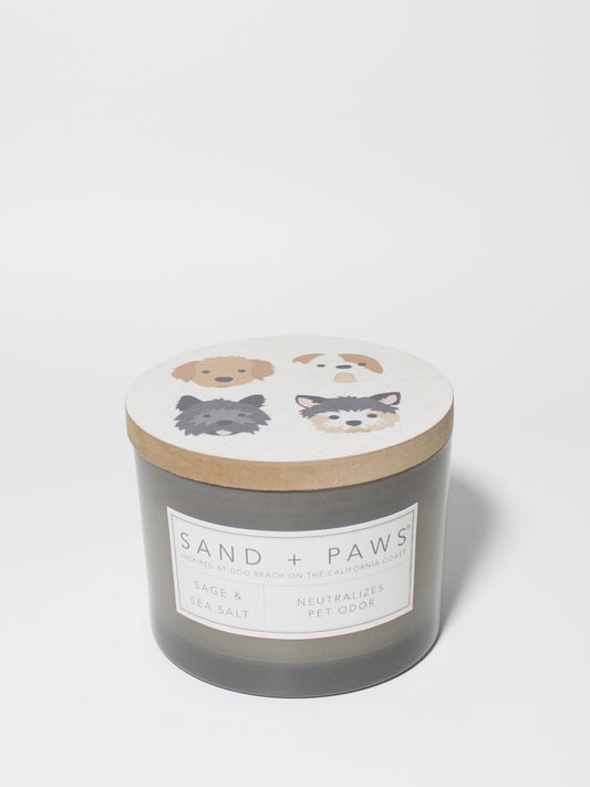 Sand + Paws Sage & Sea Salt 12 oz scented candle