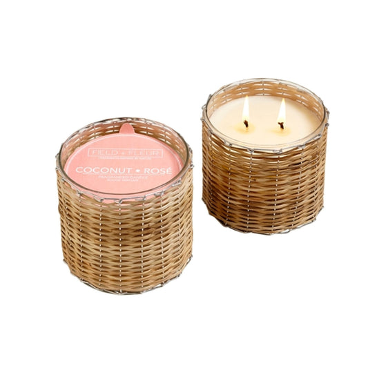 Coconut Rose Handwoven Wicker Candle