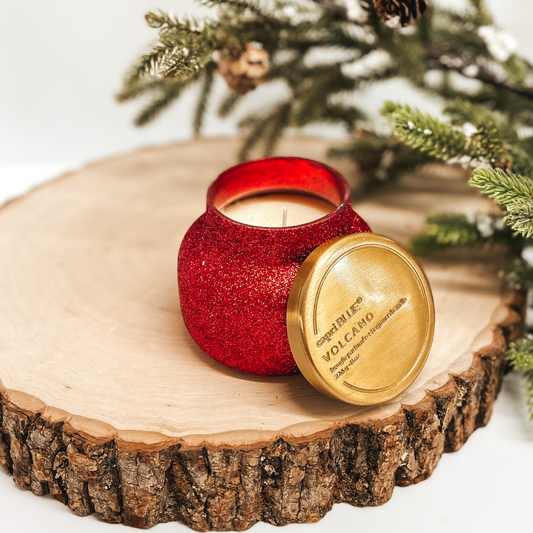 Capri Blue | 8 oz. Petite Jar Candle in Red Glitter | Volcano