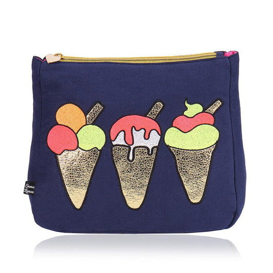Navy Blue Ice Cream Bag by Emma Lomax London Makeup Bag Emma Lomax Toiletry