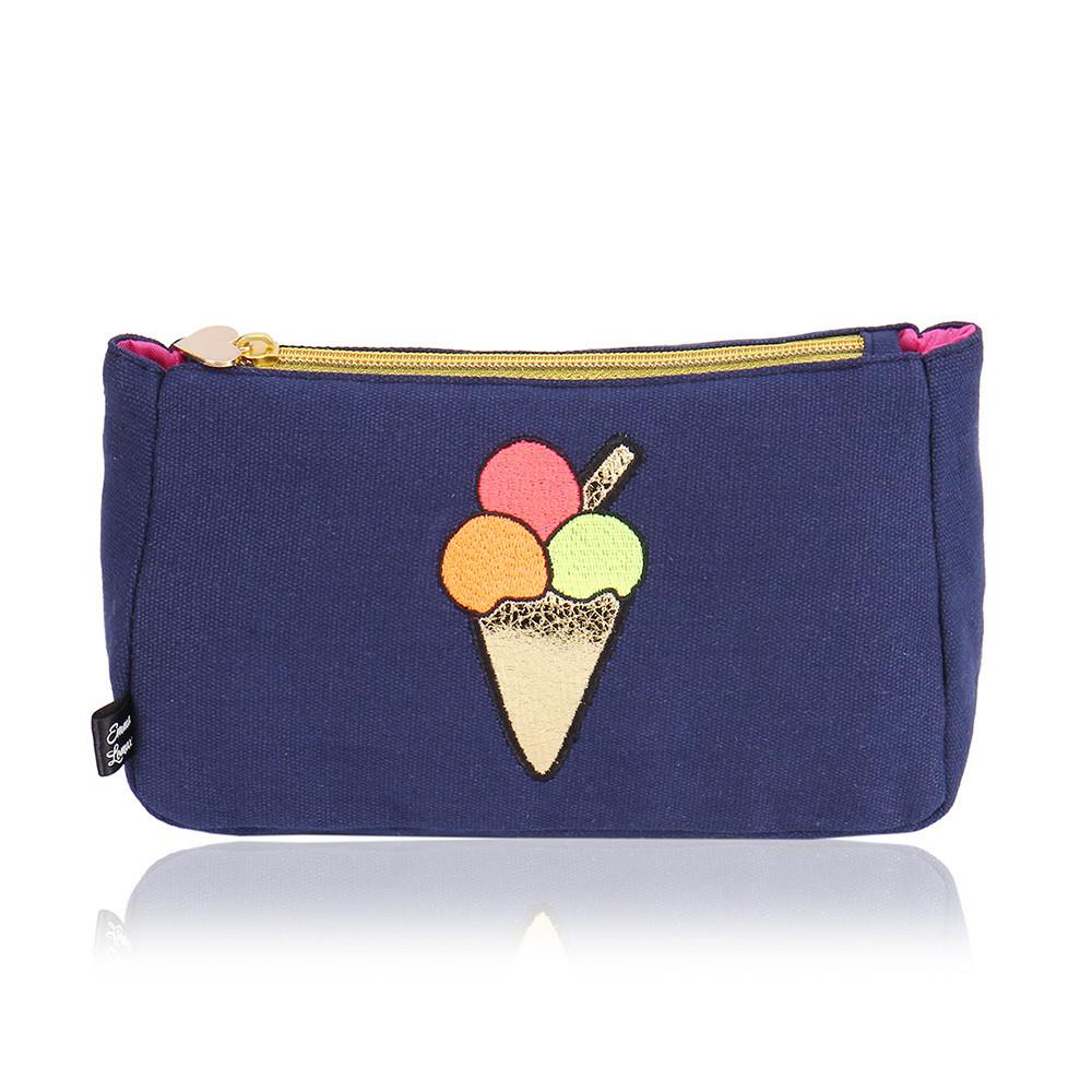 Navy Blue Ice Cream Bag by Emma Lomax London Makeup Bag Emma Lomax Make Up