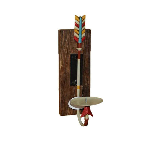 METAL ARROW & WOOD PILLAR WALL SCONCE