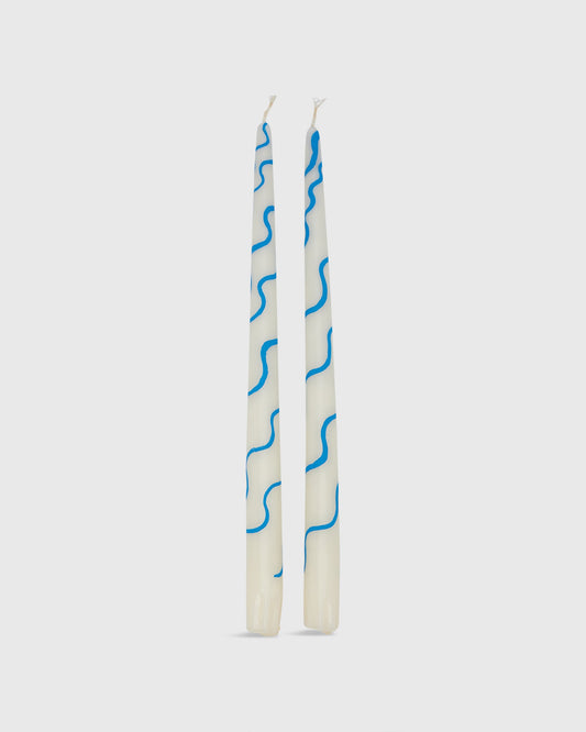 Hand-Painted Taper Candles (Set of 2) in Blue