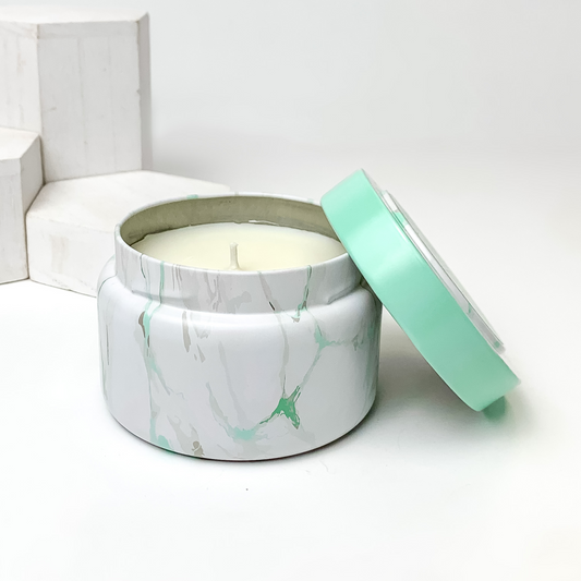 Capri Blue | 8.5 oz. Modern Marble Travel Tin Candle in Mint | Coconut Santal