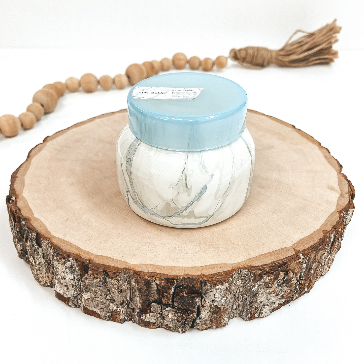Capri Blue | 8 oz. Marble Jar Candle in Sky Blue | Blue Jean