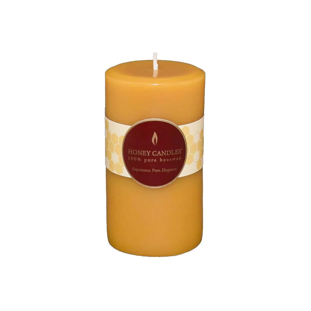 Round Natural Beeswax Pillar Candles