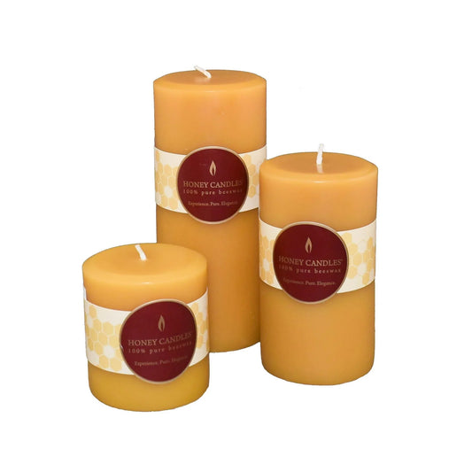 Round Natural Beeswax Pillar Candles