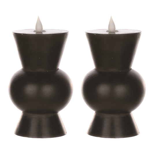Black Simplux Designer 3.5" x 5.5" LED Candle with remote, Set of 2