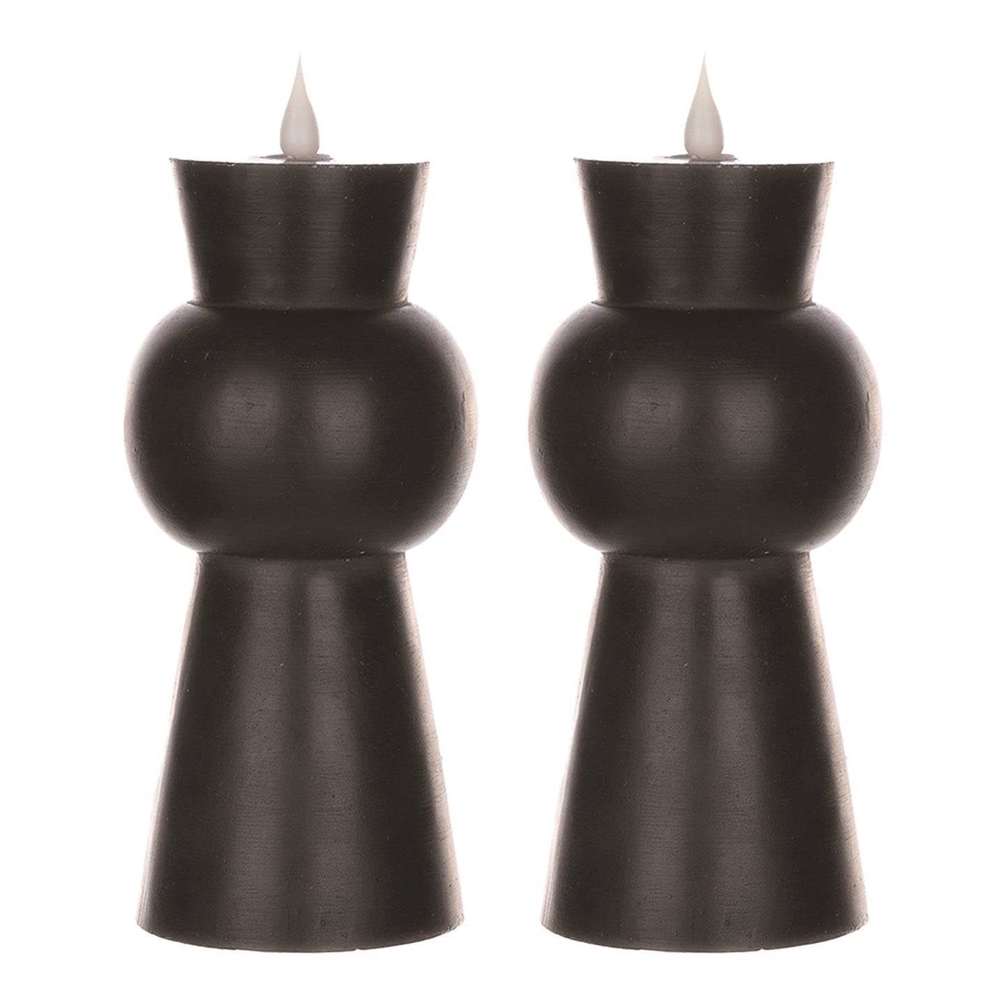 Black Simplux Designer 3.5" x 7.5" LED Candle with remote, Set of 2