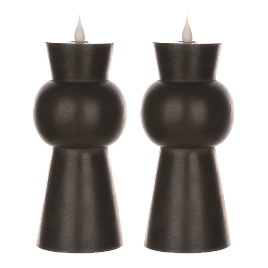 Black Simplux Designer 3.5" x 7.5" LED Candle with remote, Set of 2