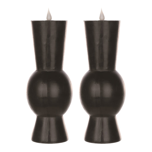 Black Simplux Designer 3.5" x 9.25" LED Candle with remote, Set of 2