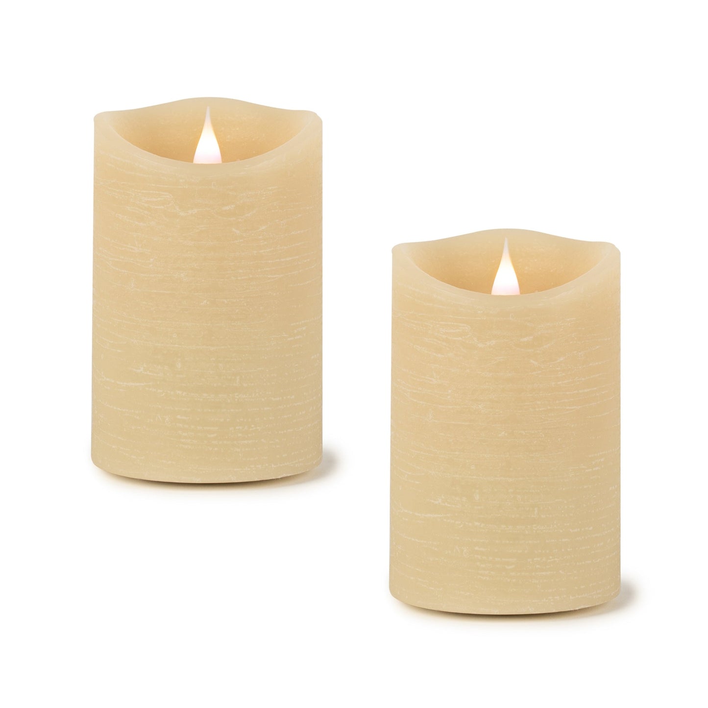 Cream Simplux LED Designer Wax Candle with Remote, Set of 2