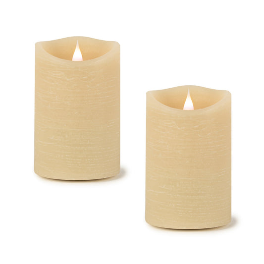 Cream Simplux LED Designer Wax Candle with Remote, Set of 2