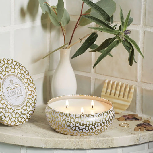 Eucalyptus White Sage | 3 Wick Candle