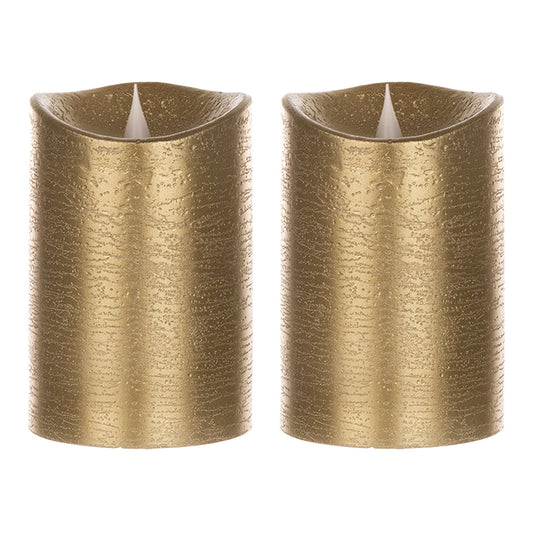 Gold Simplux 3.5" x 5.5" Designer LED Candle with remote, Set of 2