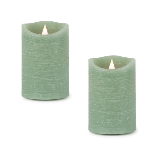 Green Simplux LED Designer Wax Candle with Remote, Set of 2
